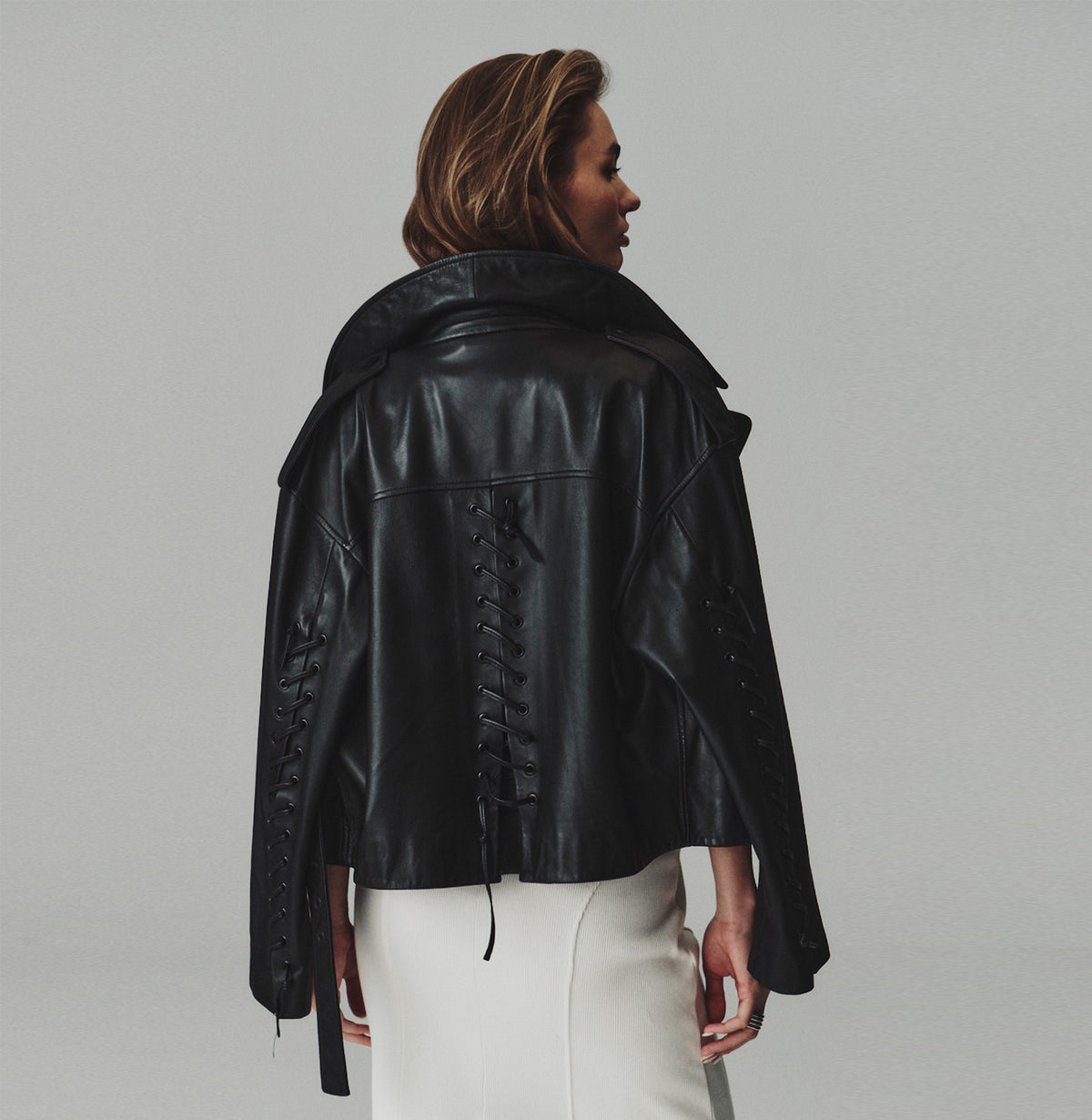 MAGIA LACE UP LEATHER JACKET
