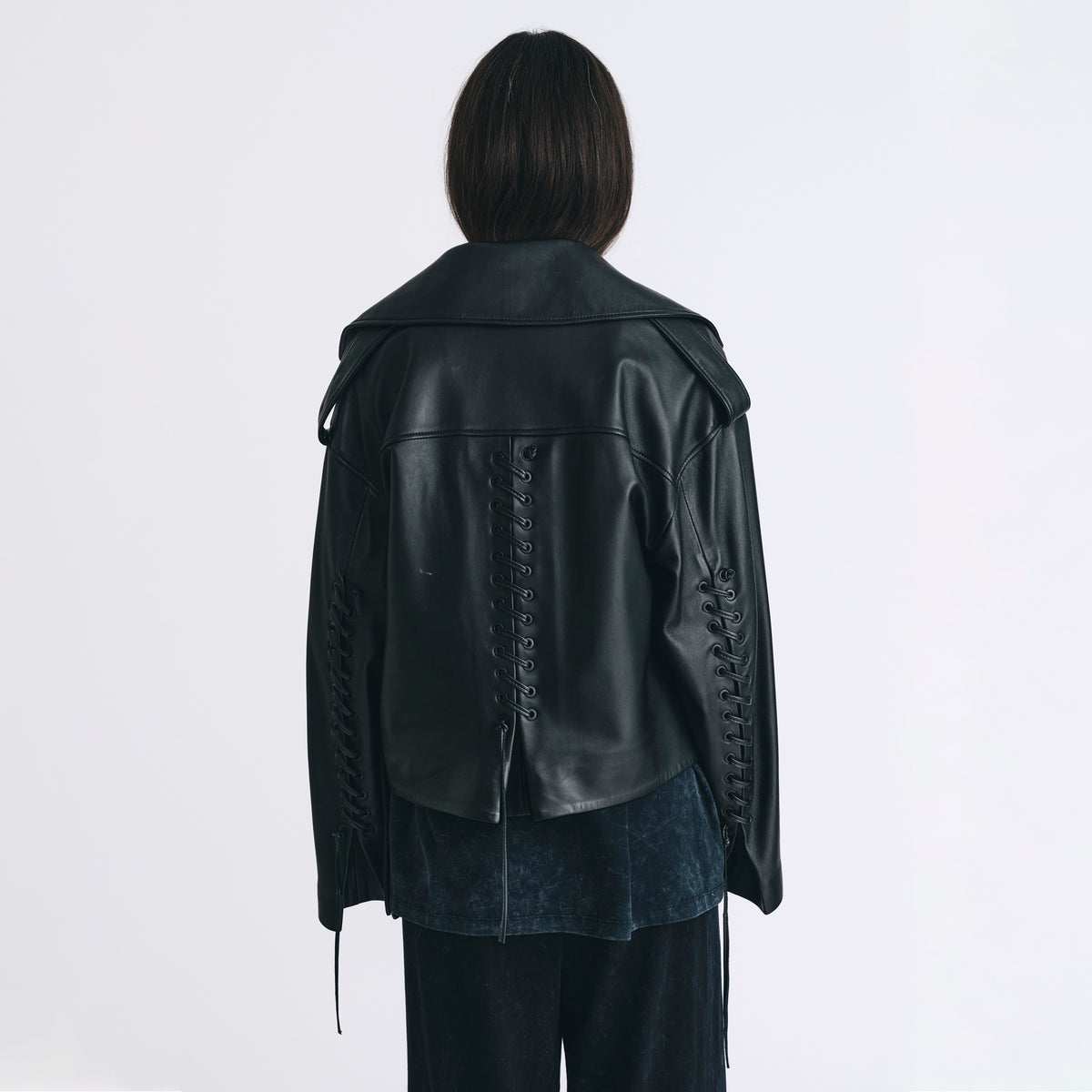 MAGIA LACE UP LEATHER JACKET