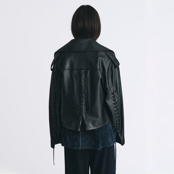 MAGIA LACE UP LEATHER JACKET